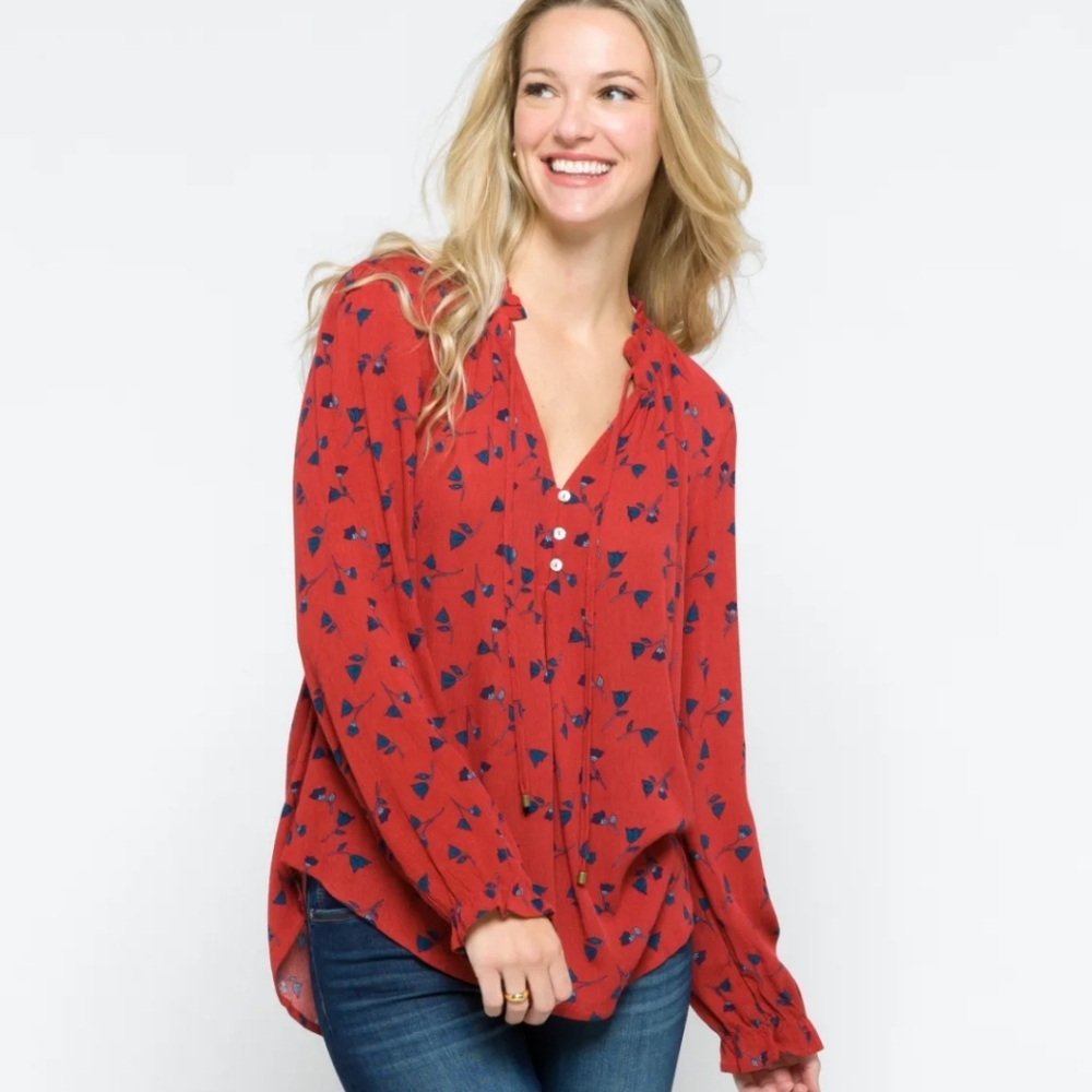 Ava Tie Neck Long Sleeve Top